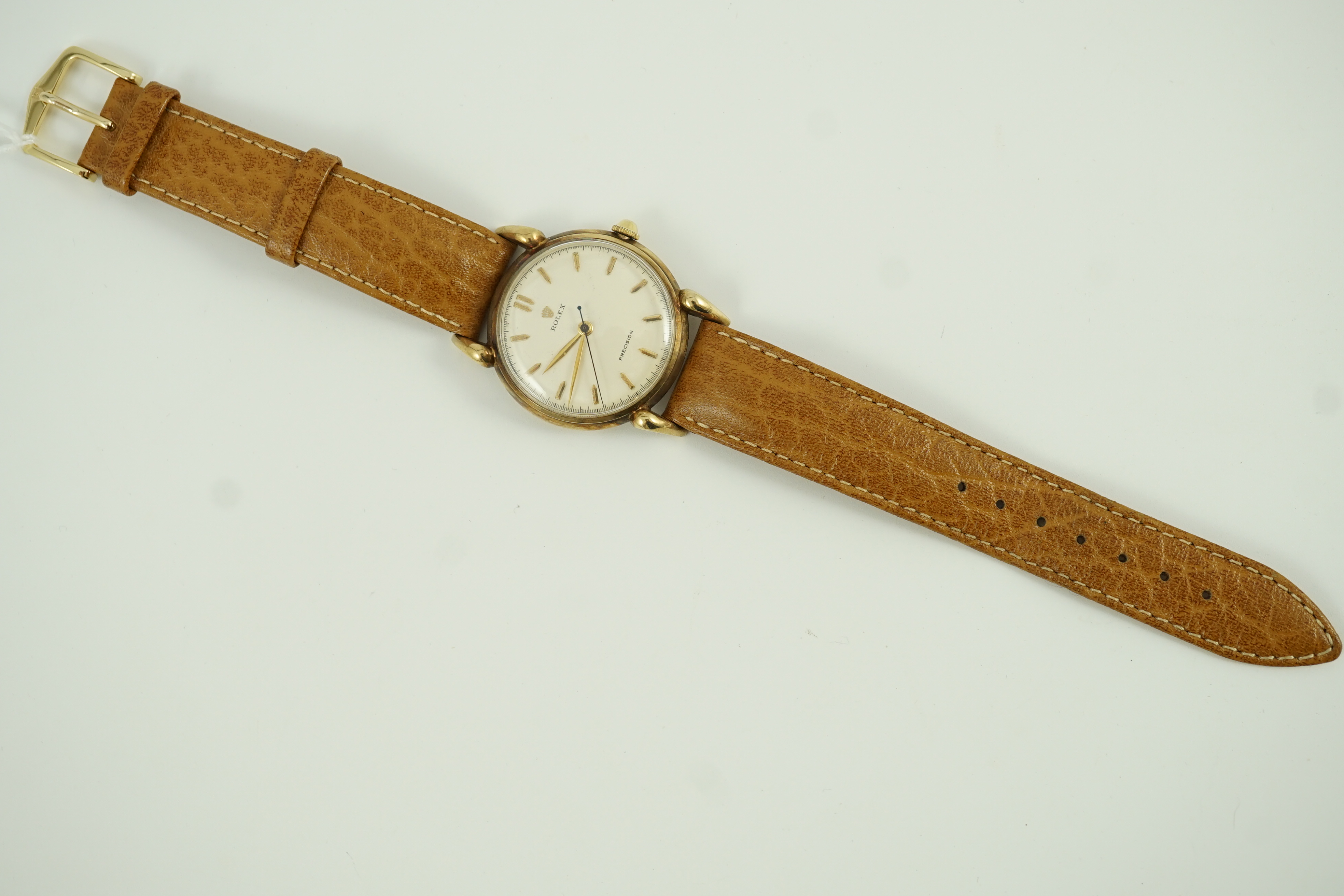 A gentleman's 1950's 9ct gold Rolex Precision manual wind wrist watch